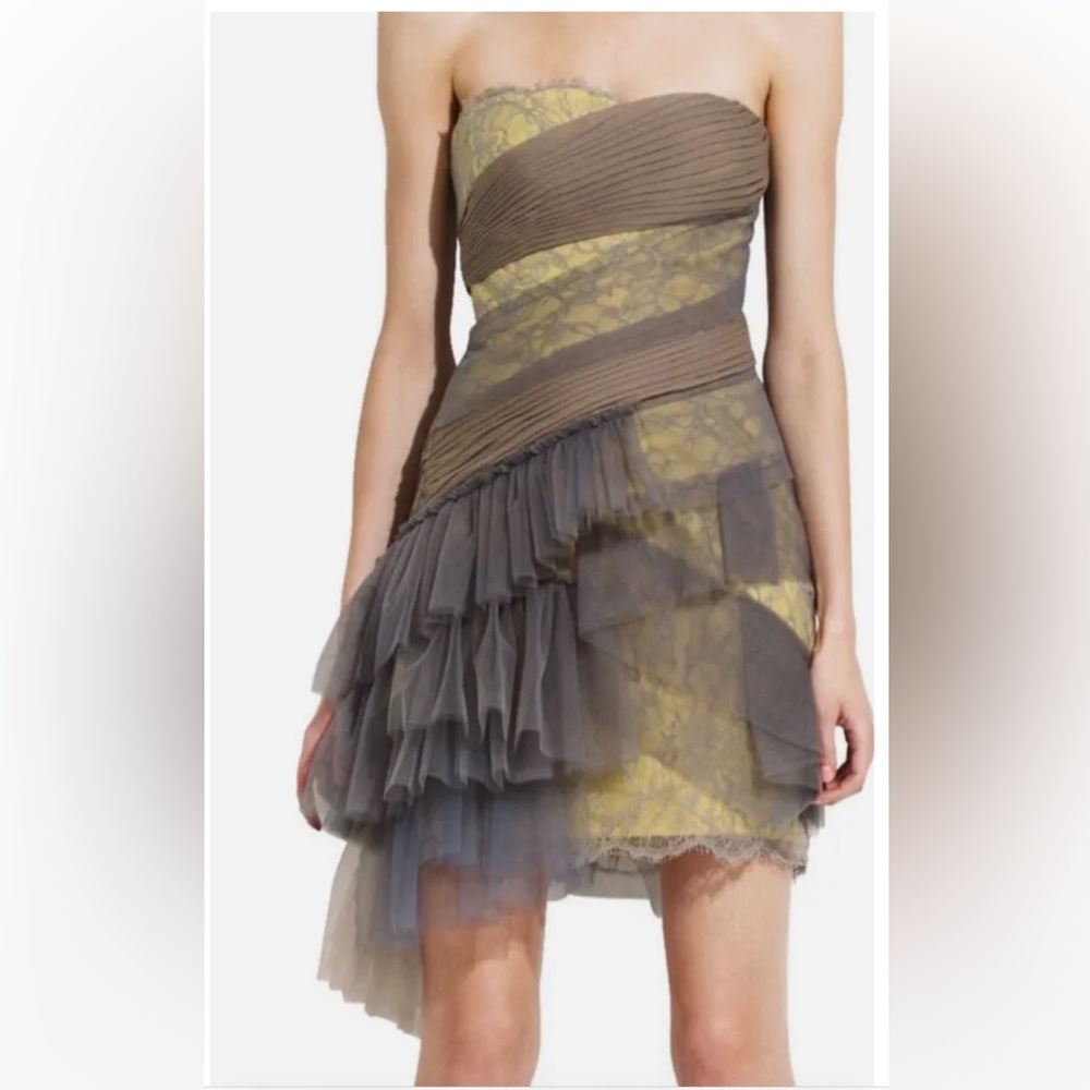 BCBGMAXAZRIA RUNWAY Strapless Lace Cocktail Dress
